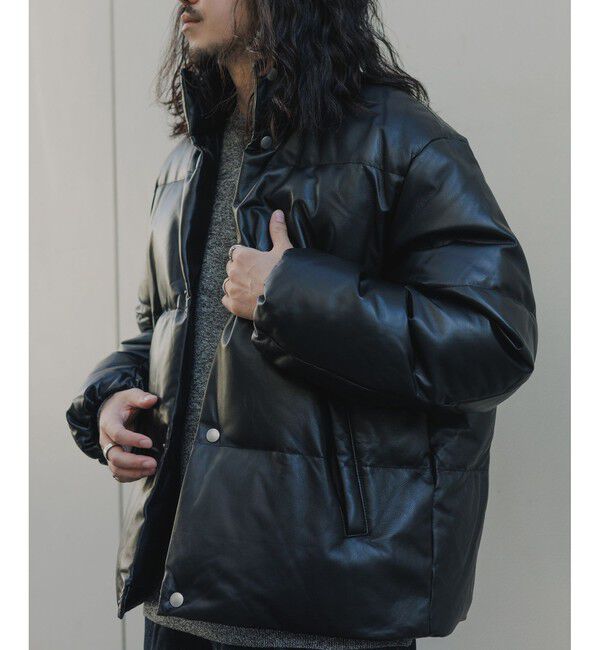 ADAM ET ROPE'「《別注》【AVIREX for ADAM ET ROPE'】レザーダウンジャケット」|ダウン|