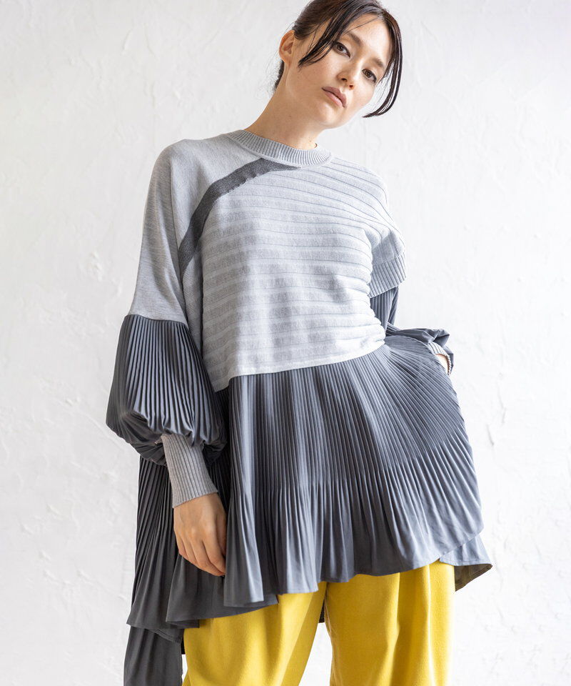  「プリーツ切替ニットプルオーバー」|ニット・セーター|