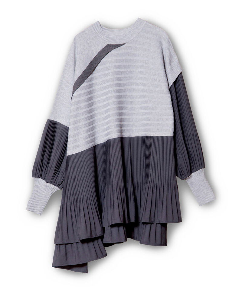  「プリーツ切替ニットプルオーバー」|ニット・セーター|