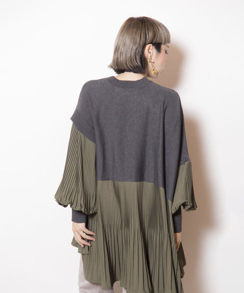  「プリーツ切替ニットプルオーバー」|ニット・セーター|