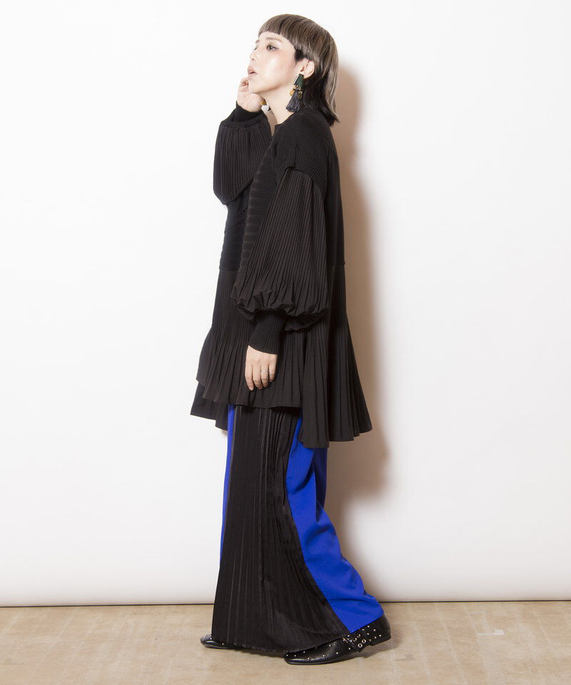  「プリーツ切替ニットプルオーバー」|ニット・セーター|