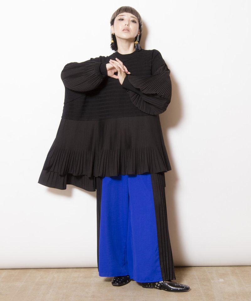  「プリーツ切替ニットプルオーバー」|ニット・セーター|