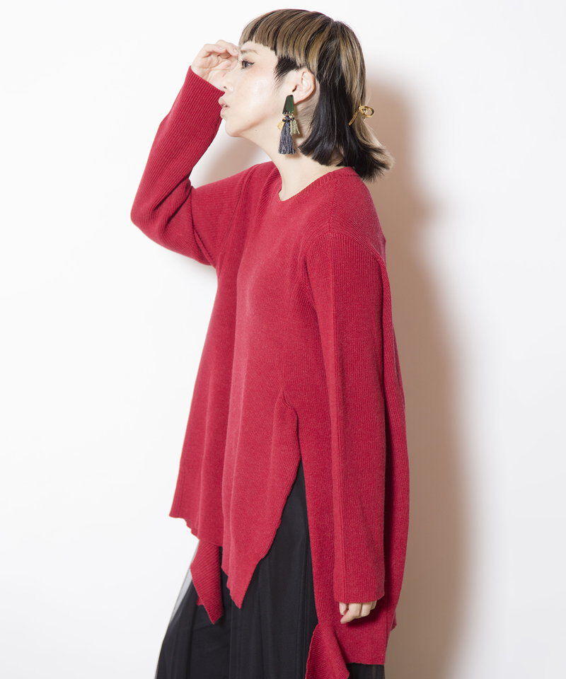  「イレギュラーヘムロングニットプルオーバー」|ニット・セーター|