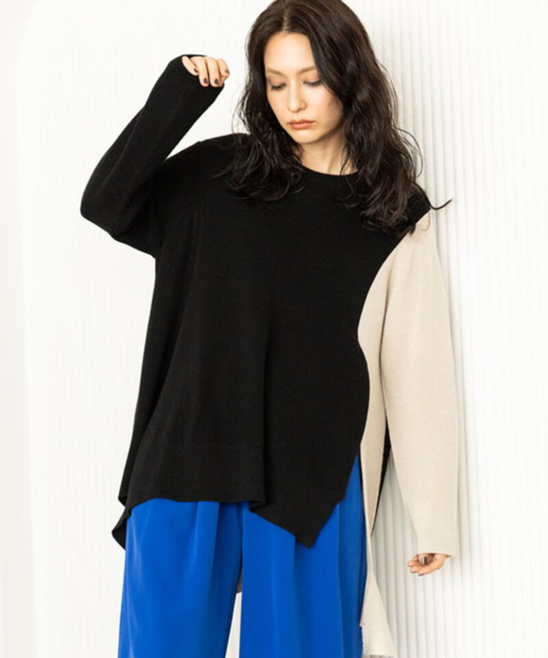  「イレギュラーヘムロングニットプルオーバー」|ニット・セーター|MIX