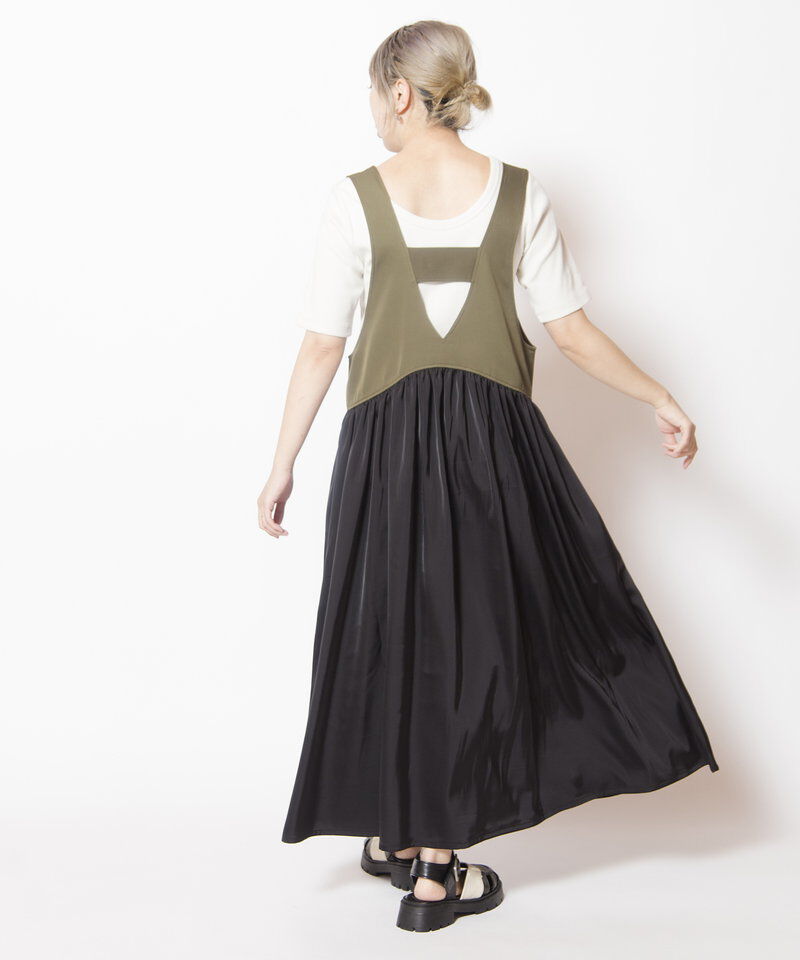  「ギャザーサロペットワンピース」|ワンピース|