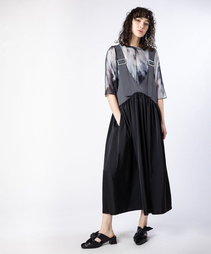  「ギャザーサロペットワンピース」|ワンピース|