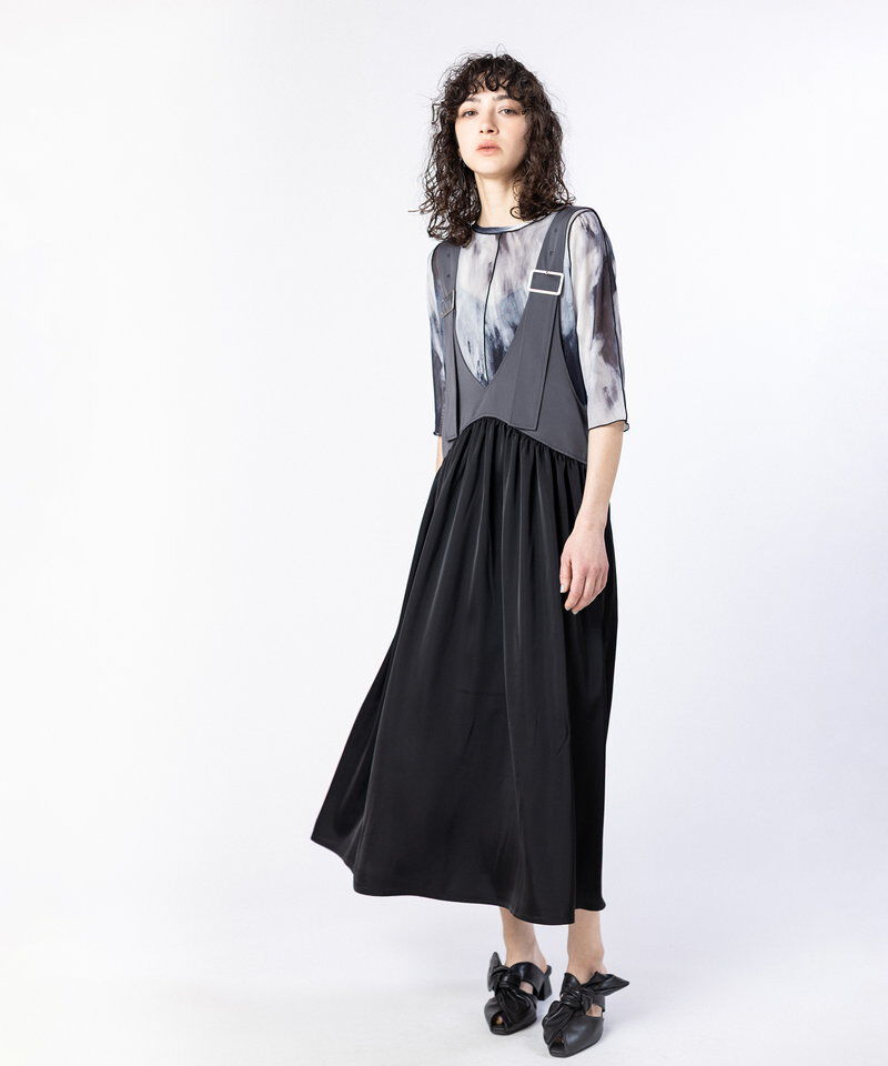  「ギャザーサロペットワンピース」|ワンピース|