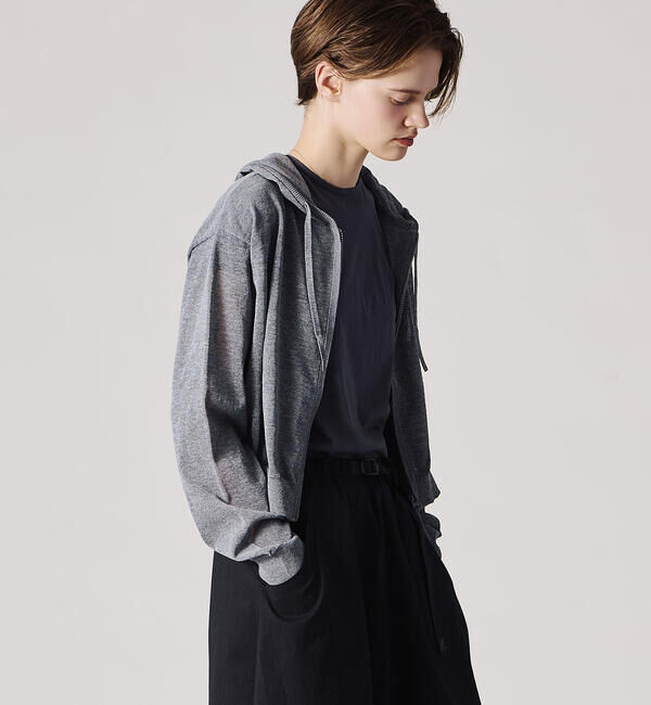 LE GLAZIK「LE GLAZIK | シアーニット ジップパーカー WOMEN」|ニット・セーター|