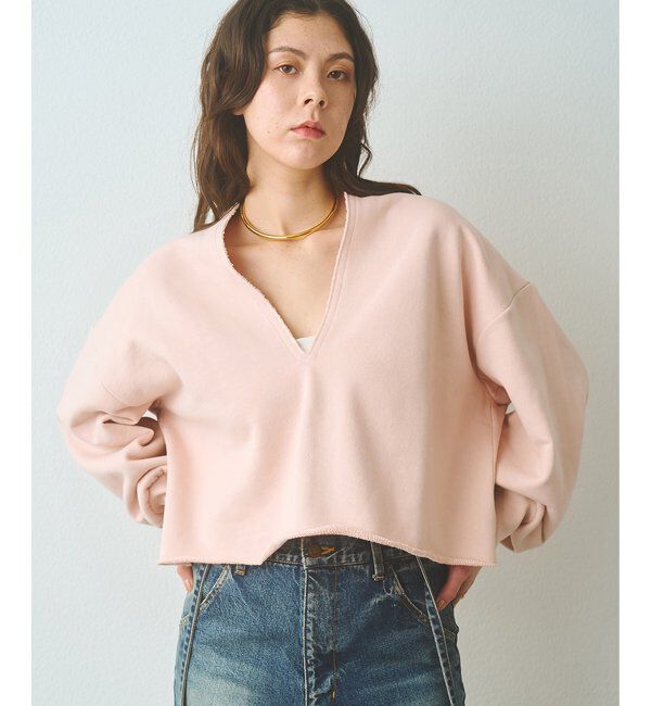  「スウェットVネックプルオーバー２」|Tシャツ・カットソー|ベビーピンク