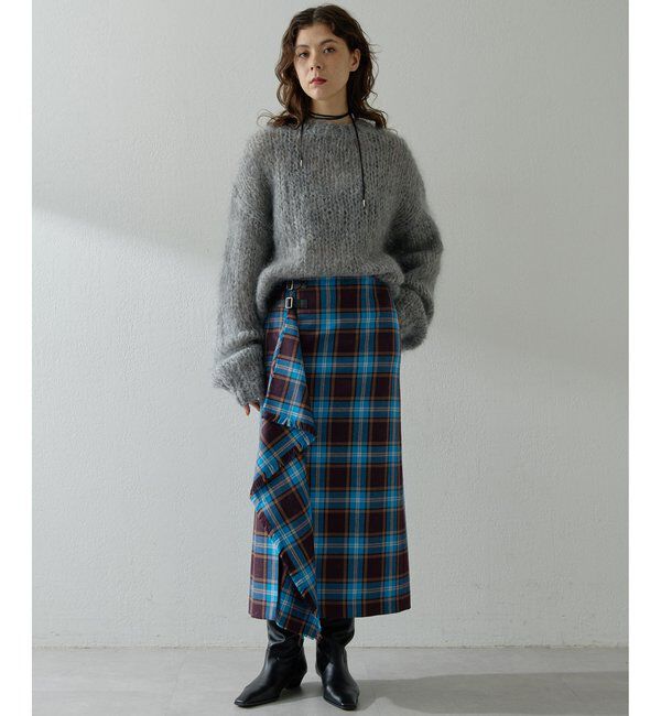  「チェックフリンジスカート」|スカート|