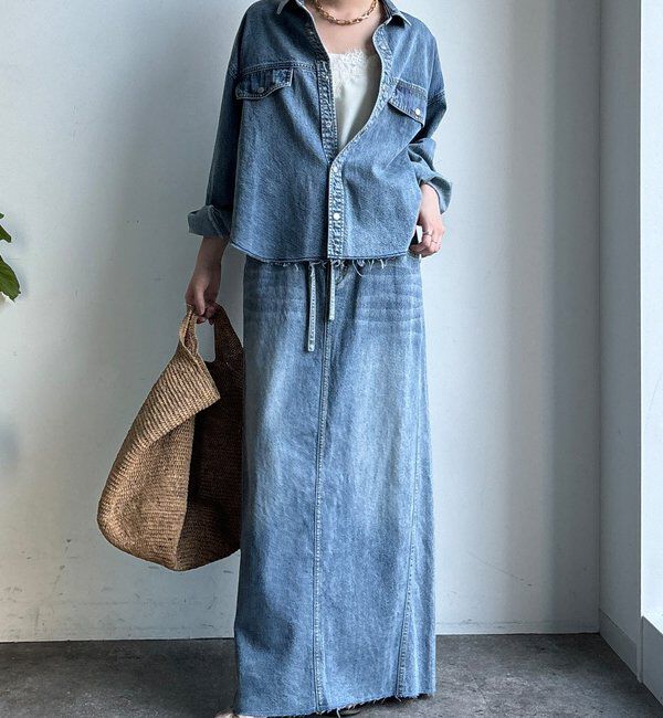  「【セットアップ可能】デニムショートシャツ」|シャツ・ブラウス|