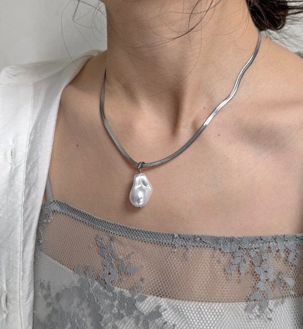  「変形1つパールネックレス」|ネックレス|シルバー