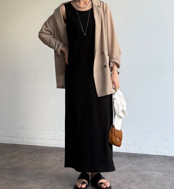  「【WEB限定】前後2WAYリブタンクワンピース」|ワンピース|ブラック