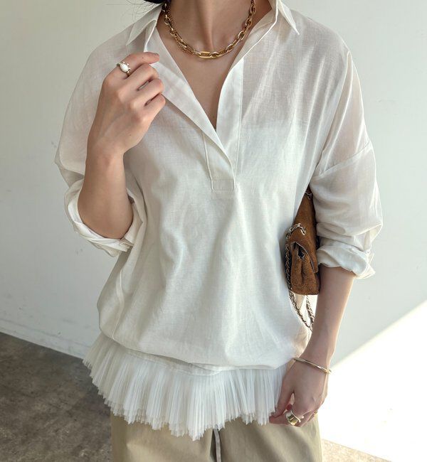  「シアーリネンスキッパーシャツ」|シャツ・ブラウス|オフホワイト