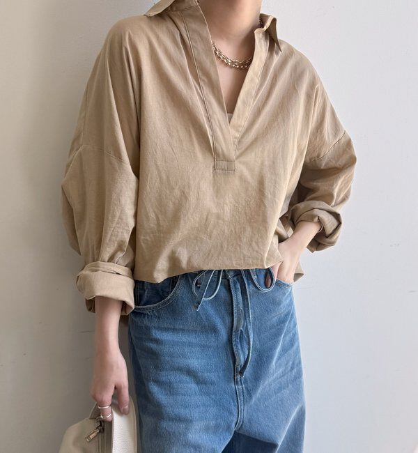  「シアーリネンスキッパーシャツ」|シャツ・ブラウス|ベージュ