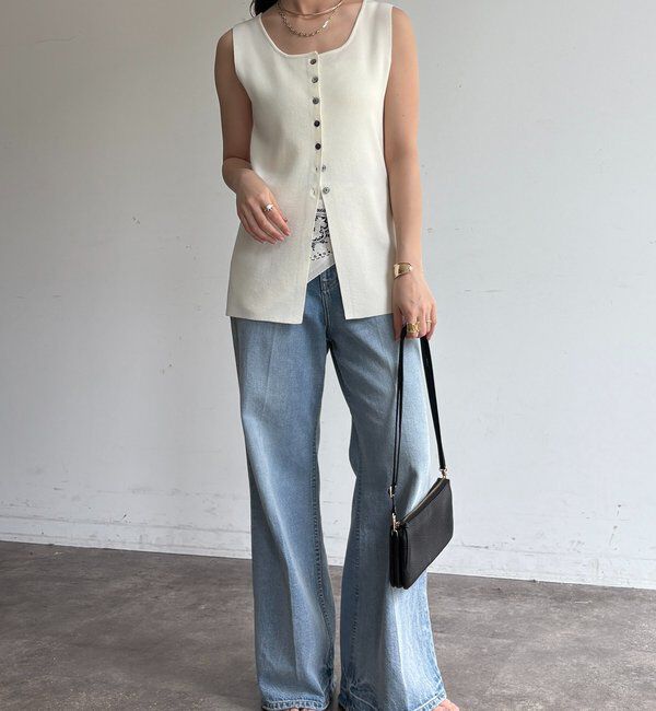  「フロントボタンスクエアニットタンク」|ニット・セーター|