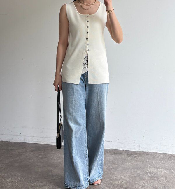  「フロントボタンスクエアニットタンク」|ニット・セーター|