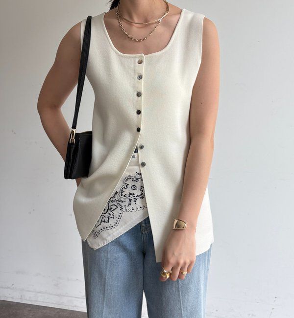  「フロントボタンスクエアニットタンク」|ニット・セーター|