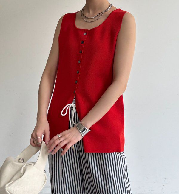  「フロントボタンスクエアニットタンク」|ニット・セーター|