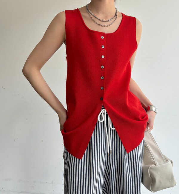  「フロントボタンスクエアニットタンク」|ニット・セーター|