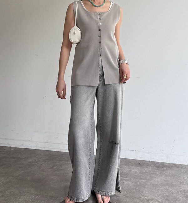  「フロントボタンスクエアニットタンク」|ニット・セーター|