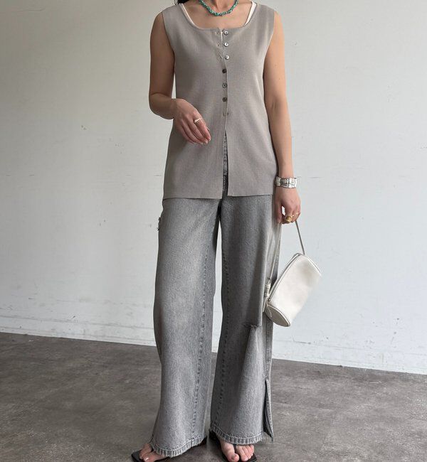  「フロントボタンスクエアニットタンク」|ニット・セーター|