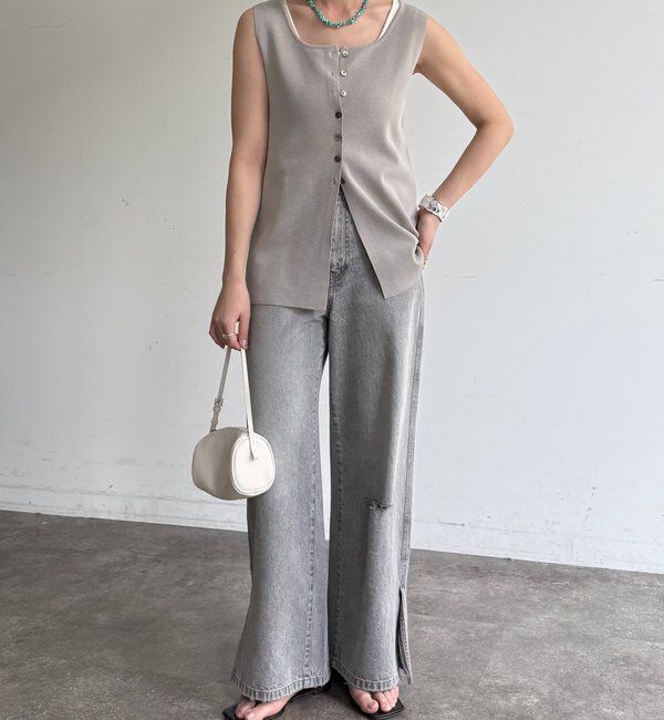  「フロントボタンスクエアニットタンク」|ニット・セーター|