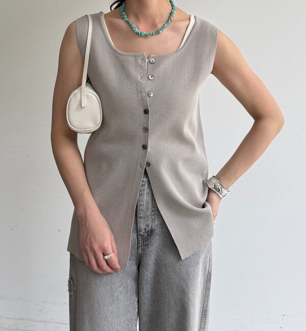  「フロントボタンスクエアニットタンク」|ニット・セーター|