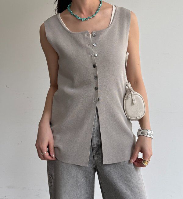  「フロントボタンスクエアニットタンク」|ニット・セーター|