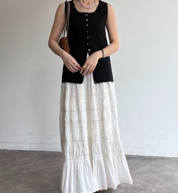  「フロントボタンスクエアニットタンク」|ニット・セーター|