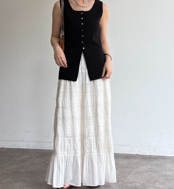  「フロントボタンスクエアニットタンク」|ニット・セーター|