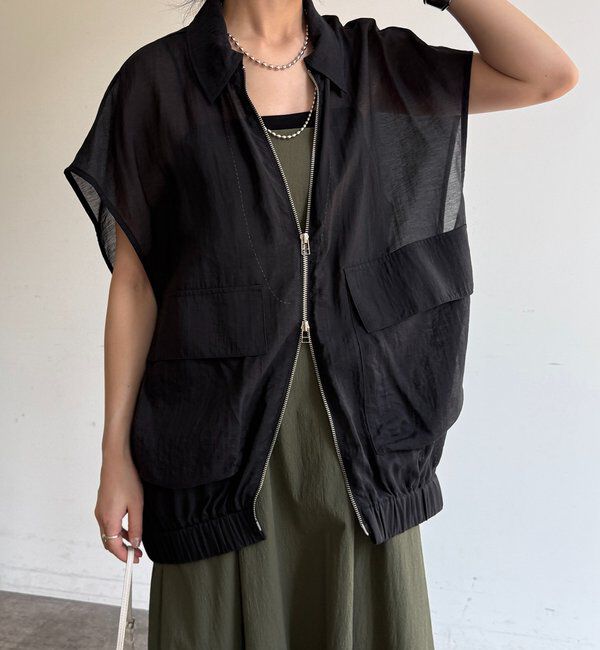  「シアーサファリシャツベスト」|ベスト・ジレ|ブラック
