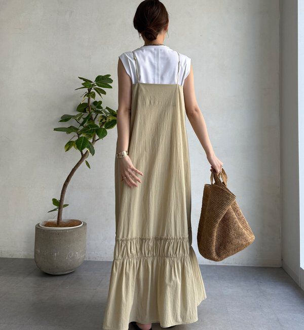  「【SAKURA企画】裾ギャザー切替キャミワンピース」|ワンピース|