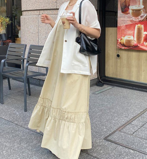  「【SAKURA企画】裾ギャザー切替キャミワンピース」|ワンピース|