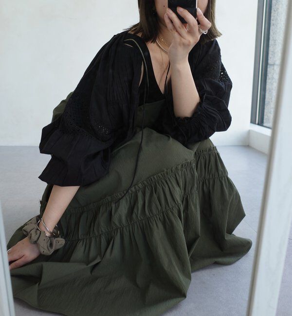  「【SAKURA企画】裾ギャザー切替キャミワンピース」|ワンピース|