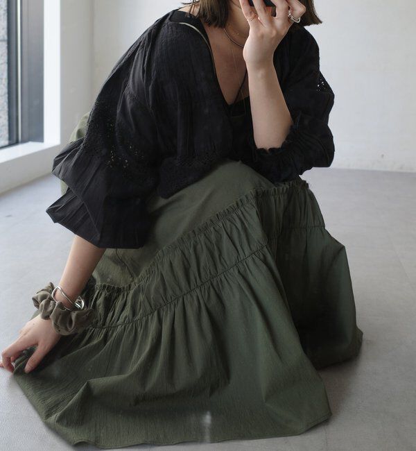  「【SAKURA企画】裾ギャザー切替キャミワンピース」|ワンピース|