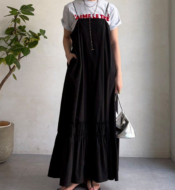  「【SAKURA企画】裾ギャザー切替キャミワンピース」|ワンピース|