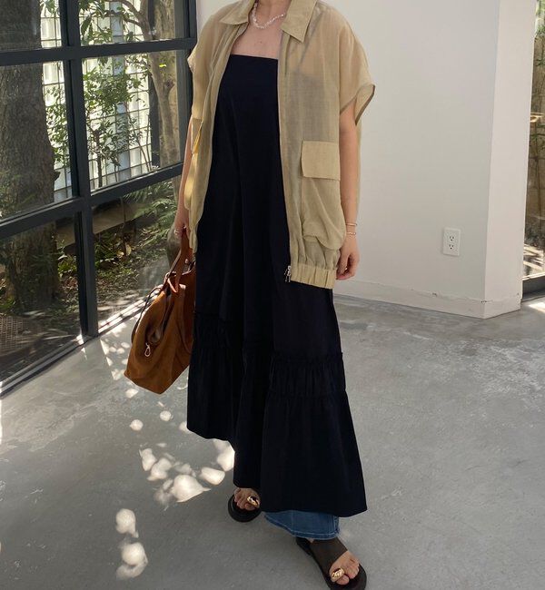  「【SAKURA企画】裾ギャザー切替キャミワンピース」|ワンピース|