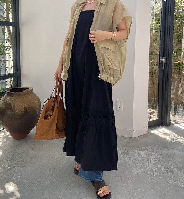  「【SAKURA企画】裾ギャザー切替キャミワンピース」|ワンピース|