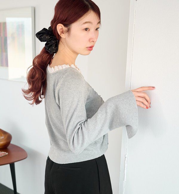 「【4色展開】レースシャーリングニット」|ニット・セーター|