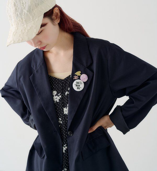  「【バッジ４点SET/ロングシーズン◎】バッジ付きジャケット」|テーラードジャケット|ネイビー