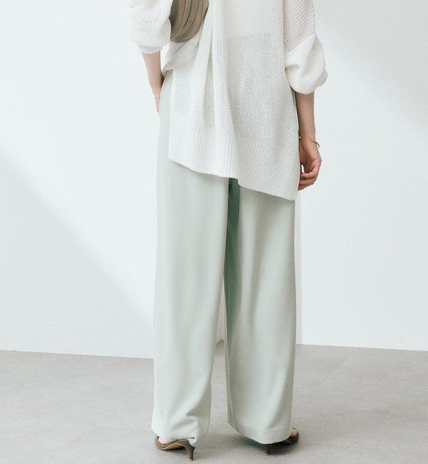  「【ウォッシャブル】【シーズンレスで使える】タックワイドスラックス」|チノ|