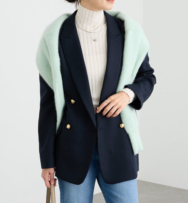  「【軽い着心地】ピーチツイルピークドラペルジャケット」|テーラードジャケット|