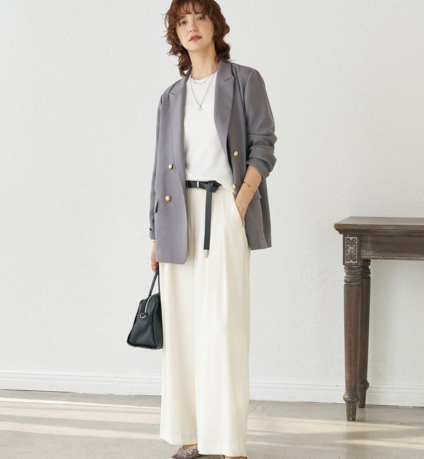  「【軽い着心地】ピーチツイルピークドラペルジャケット」|テーラードジャケット|