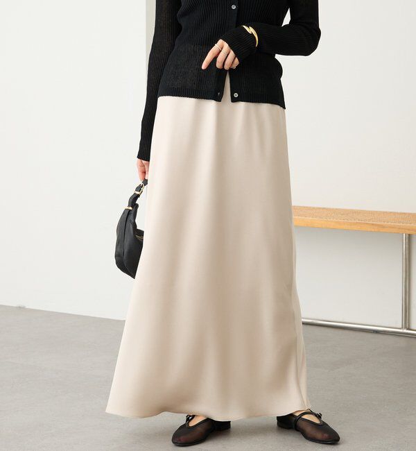  「予約【ストレスフリーな履き心地】バイアスサテンナロースカート」|スカート|