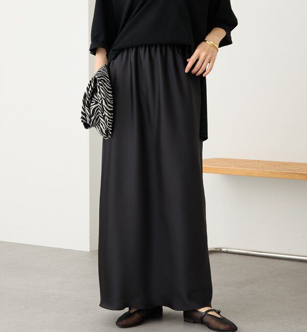  「予約【ストレスフリーな履き心地】バイアスサテンナロースカート」|スカート|