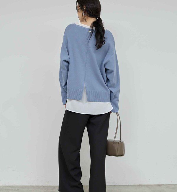  「【CHIKAコラボ】【着やせ&times;時短おしゃれ】タイ付き総針Vネックニット」|ニット・セーター|