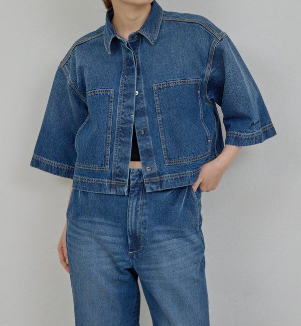  「【PEAS】【セットアップ対応】デニムハーフスリーブシャツ」|シャツ・ブラウス|