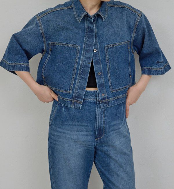  「【PEAS】【セットアップ対応】デニムハーフスリーブシャツ」|シャツ・ブラウス|