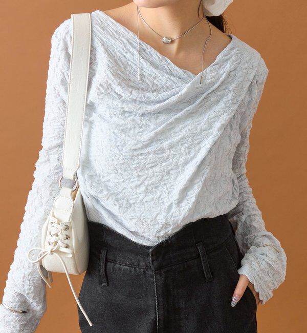  「レースオフショルロングTシャツ」|Tシャツ・カットソー|ブルーその他1